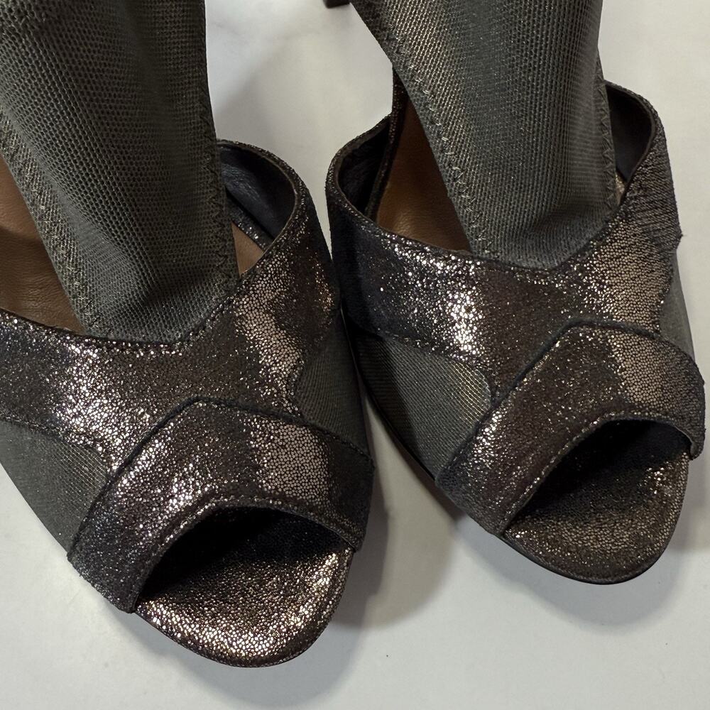Donald J Pliner PAUSHA Bronze Metallic Pumps Size 9.5M Peep Toe 4.5” High Heels - Picture 5 of 12